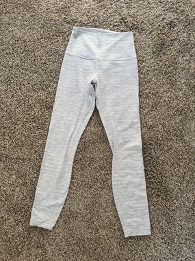 Lululemon Light Gray Striped High-Rise Leggings